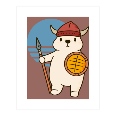 Adorable Viking Polar Bear Illustration by MariOyama