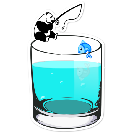 Funny Panda Fishing In Glass Of Water. by SoulBoutique76
