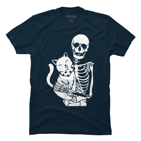 Skeleton Holding A Cat Lazy Halloween Skull by pikashop