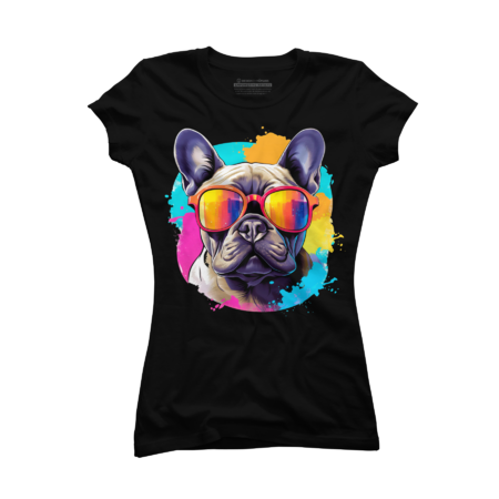 Colorful French Bulldog With Sunglasses by AlexaGoodies