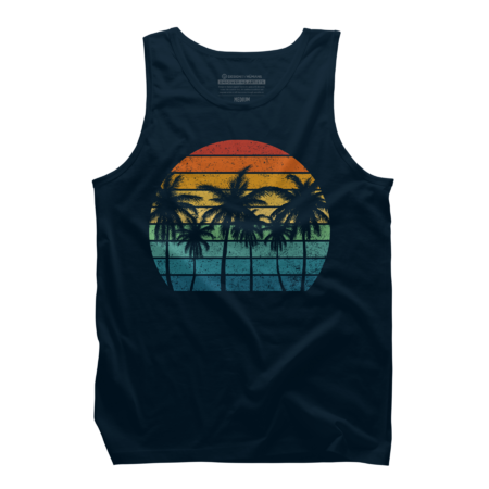 Paradise retro tropical beach with palm trees for surfers