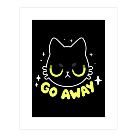 Go Away - Cute Angry Black cat - Sassy Kitty by BlancaVidal