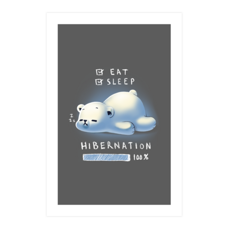 Cute Bear Hibernation - Fluffy Polar Bear - Eat and Sleep by BlancaVidal
