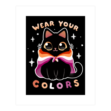 Lesbian LGBT Pride Cat - Kawaii Rainbow Kitty - Wear your colors by BlancaVidal