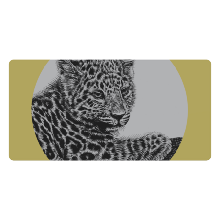 Amur leopard cub circle drawing by LorenDowding