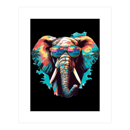 Colorful Elephant With Sunglasses by AlexaGoodies