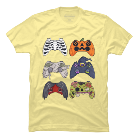 Halloween Skeleton Zombie Gaming Controllers T-Shirt by AlunderART