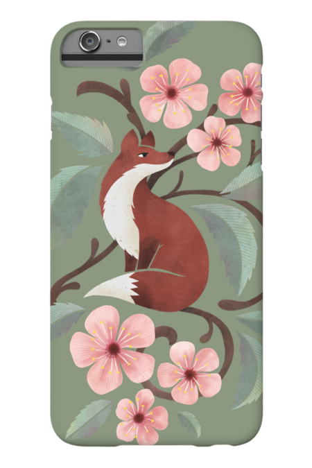 Fox in Cherry Blossoms by littleclyde