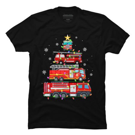 Fire Truck Christmas Tree  T-Shirt by Lido