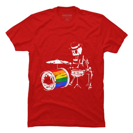 Skeleton Drummer Gay Pride LGBT-Q Rainbow Drum Pride Ally by WandererDesign