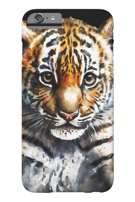 Majestic Tiger Cub Watercolor Painting Portrait by WatercolorCorner