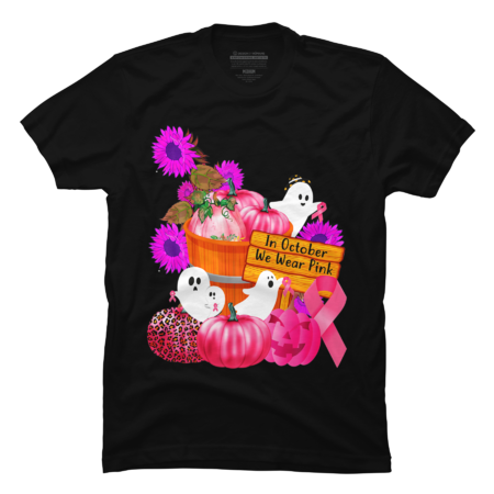 October We Wear Pink Pumpkin Ghost Halloween Breast Cancer by pardafashop