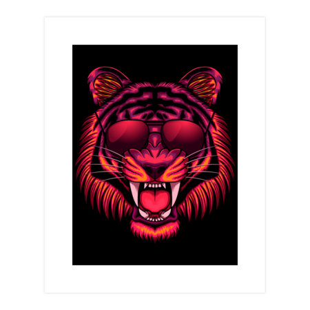 Colorful Tiger Head With Sunglasses Graphic by AlexaGoodies