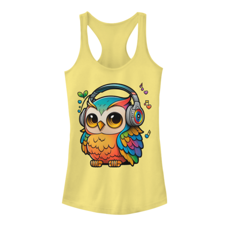 Cute Colorful Owl With Headphones Music by AlexaGoodies