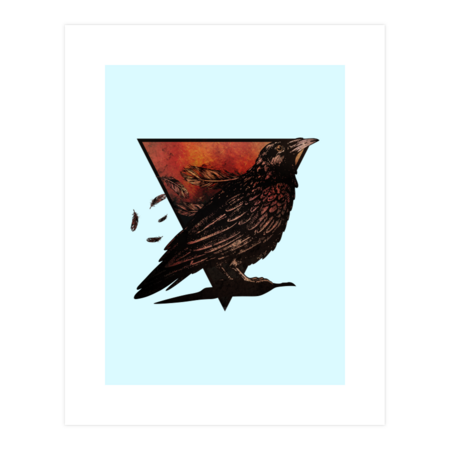 Geometric Black Crow bird