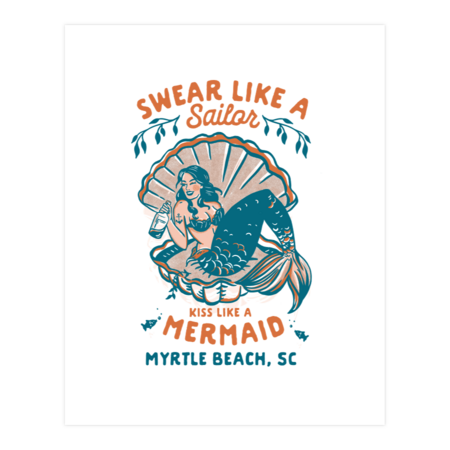 Myrtle Beach, South Carolina Vintage Pinup Sailor Mermaid by TheWhiskeyGinger