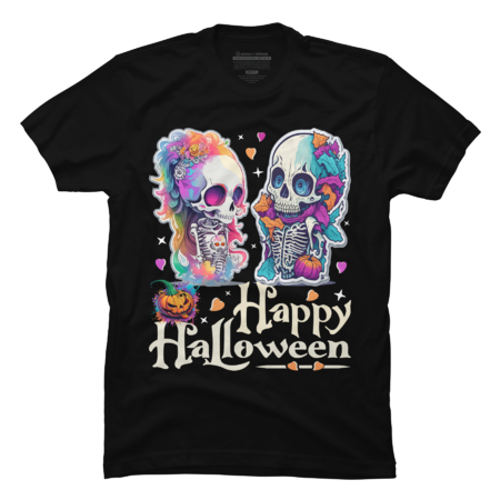 Happy Halloween Cute Couple Skeleton Multicolor by ilaneb