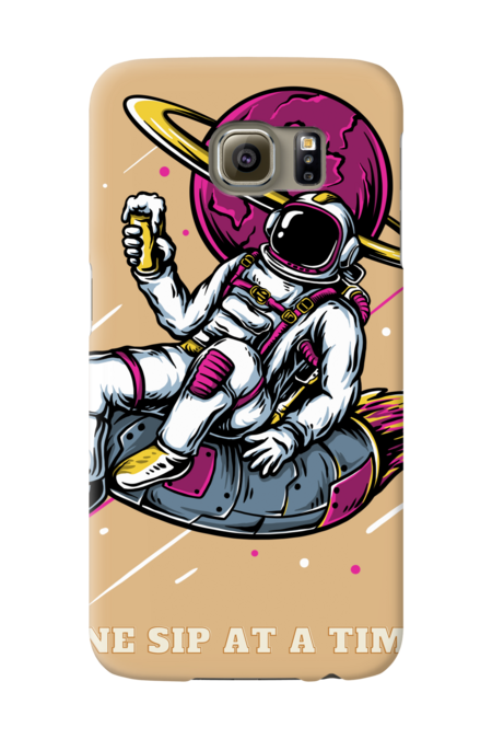 Relaxed astronaut in space, one sip at a time by GATPE