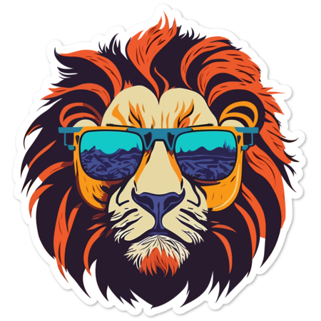 Stylish Lion head with sunglasses by Printodelo