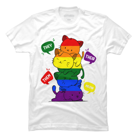 Gay Pride Cat LGBT Purride Cats Pile Cute LGBT Rainbow