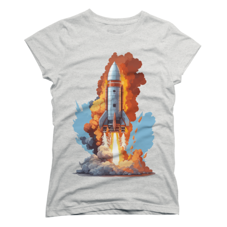 Space Rocket with Fiery Flames by Printodelo