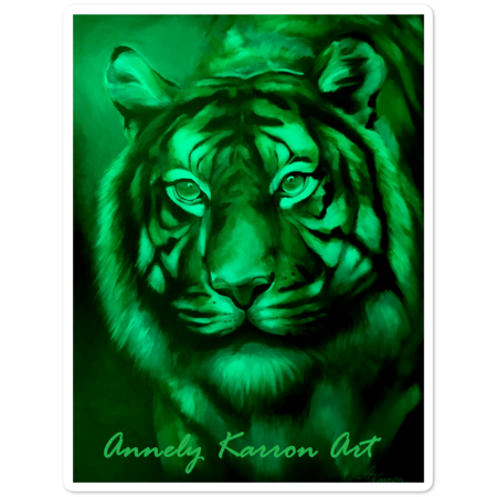Tiger Painting - Green by AnnelyKarron