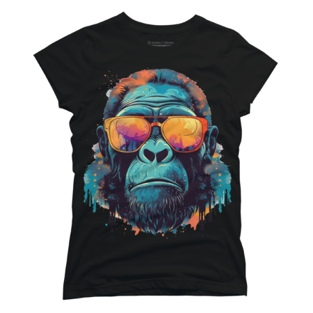 Colorful Gorilla Head Wearing Sunglasses Graphic by AlexaGoodies