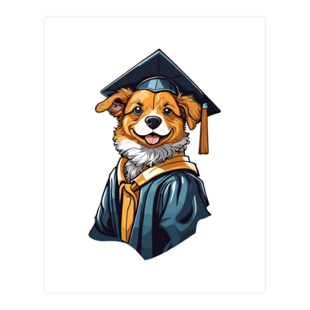 Graduation Dog in Cap and Gown by Printodelo