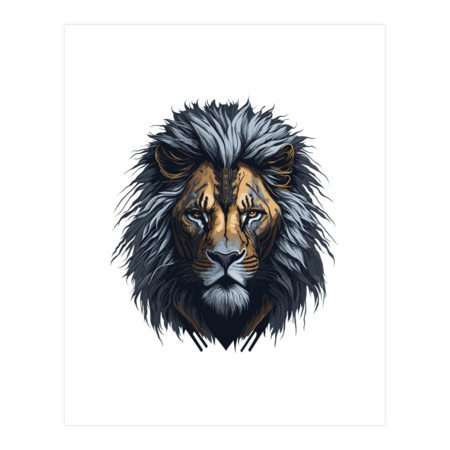 Gray Lion head with dark colors by Printodelo