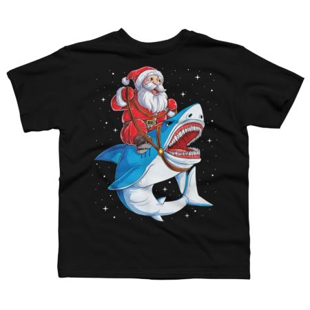 Santa Claus Riding Shark Christmas  Merry Sharkmas Xmas by albinosnowman