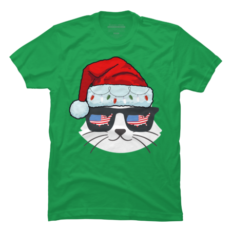 Christmas Santa Hat With Cat Face Usa Flag Spets