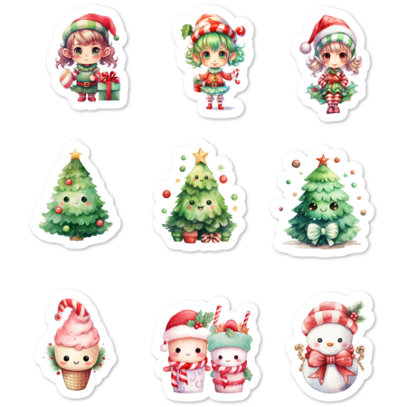 Kawaii Christmas Pack Sticker Cute by Liwentig