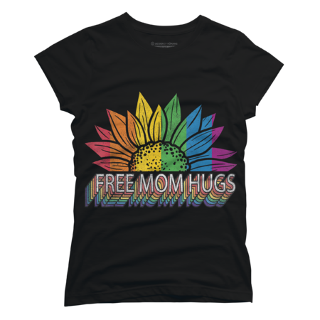 Free Mom Hugs Pride Rainbow Sunflower LGBT Pride Month by pennysoda