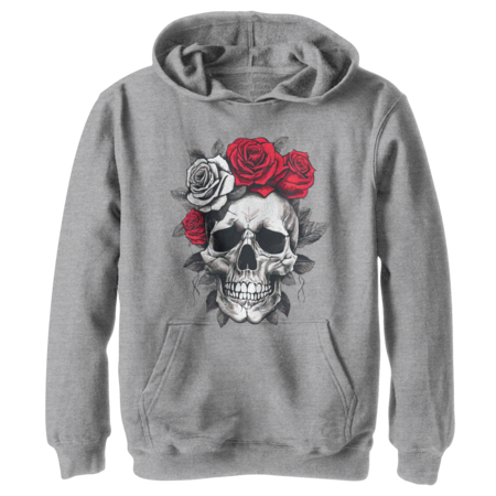 Skull And Red Roses flowers
