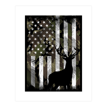 Camo US Flag Deer Elk Buck Camoflage Hunting Hunter by jadafitch