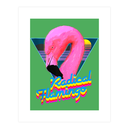 Radical Flamingo Synthwave Sunset Retro 80s Totally Rad by ohadoron