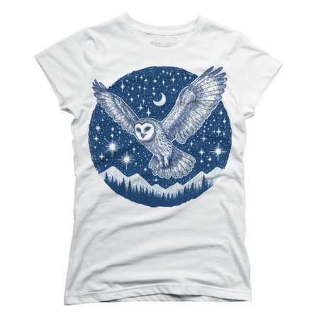 Starry Blue Sky: Owl in Flight by LovelyAnimals