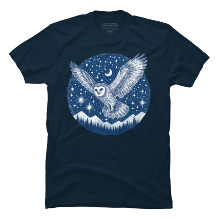 Starry Blue Sky: Owl in Flight by LovelyAnimals