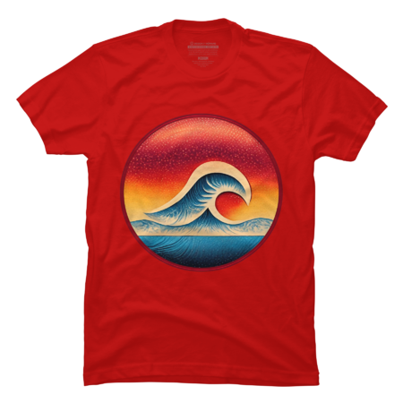 Surfing Wave Retro T-Shirt by CoCoGoGo