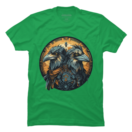 Viking Valhalla Odin Hugin &amp; Munin T-Shirt by Strata