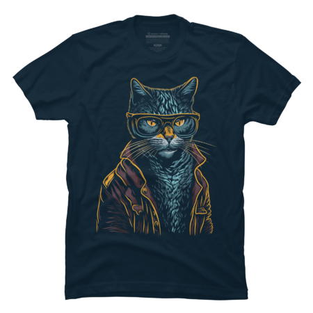 Hipster Cat wearing glass by malaqueen