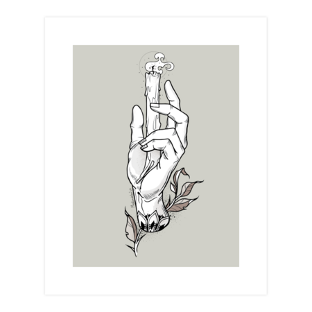 Hand and candle tattoo design