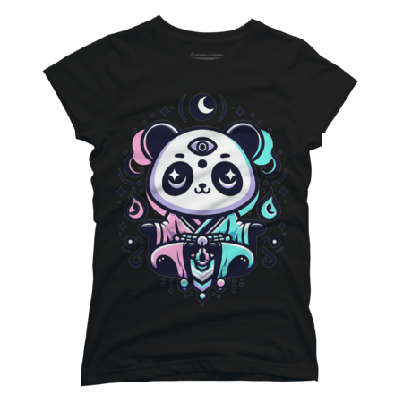 Dual-Element Panda Hermit Tee: Embrace Harmony &amp; Wisdom by inoveka