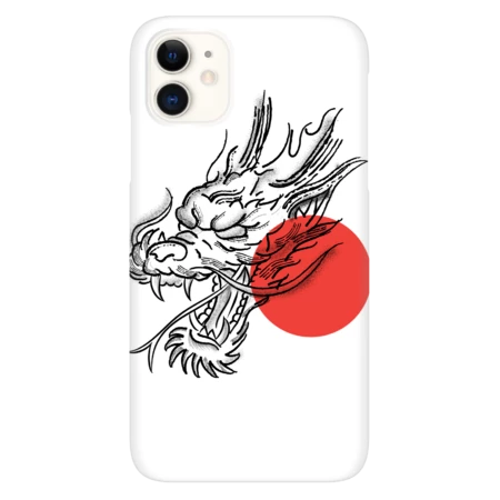 Japanese Dragon Red Sunset Stipple Tattoo by Illustronii