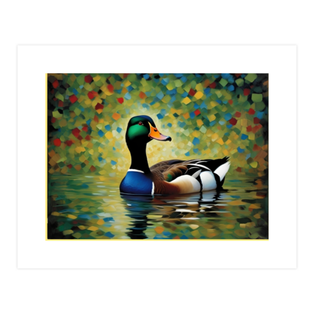 Mosaic Waters: A Duck's Reflection by Illustrations