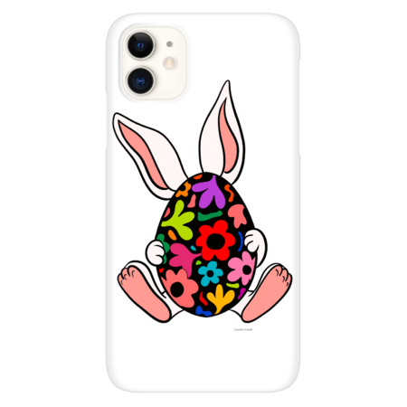 White bunny with black floral egg by TijanaARTStudio88