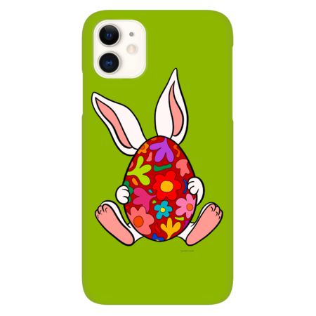 White bunny with red floral egg by TijanaARTStudio88
