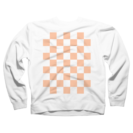 Checkered squares peach orange white geometric retro pattern by PLdesign