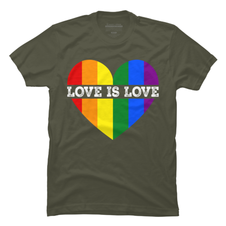 Gay Lesbian Pride Vintage Rainbow Heart LGBT Love Is Love by MagaliTrun