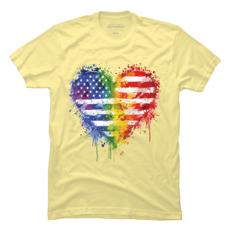 USA Flag Rainbow Heart LGBT T-Shirt by Kayochine